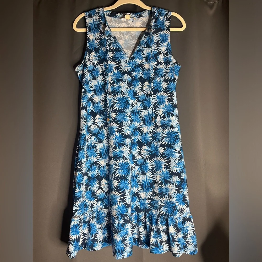 MICHAEL Michael Kors Women's Grecian Blue Ruffle‎ Bottom Tank Dress Size M.